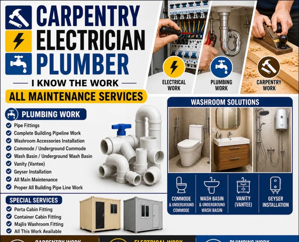 electrician carpenter plumber In Wakra