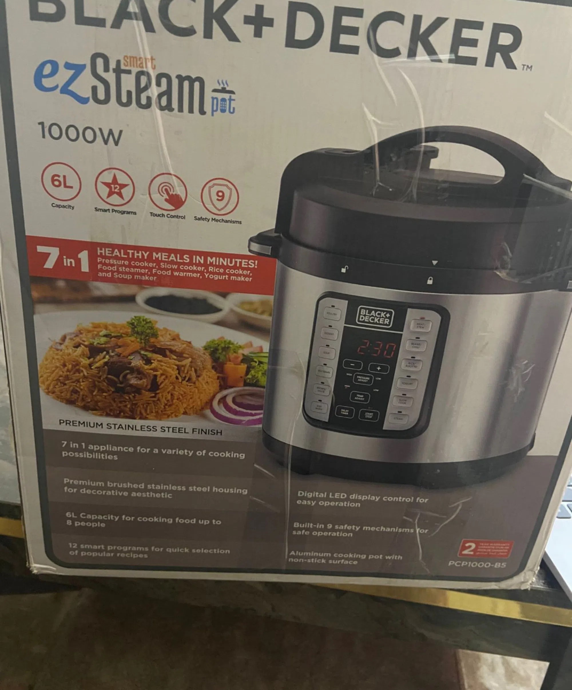 للبيع حلة ضغط كهربائية ⁦⁦Black+Decker⁩⁩ – ⁦⁦6⁩⁩ لتر – ⁦⁦1000⁩⁩ وات للبيع في الجيزة